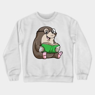 Mole as Nerd with Glasses & Book Crewneck Sweatshirt